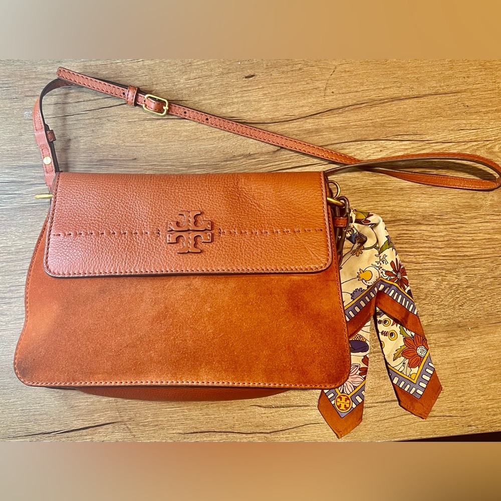Tory Burch Crossbody Bag with Decorative Scarf